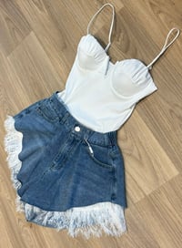 Image 1 of Lace frill denim shorts - 2 colours 