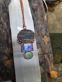 Image 2 of Electroformed labradorite, aquamarine and tourmaline necklace