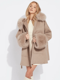 Image 3 of Taupe Loro Coat With Fur Cuffs