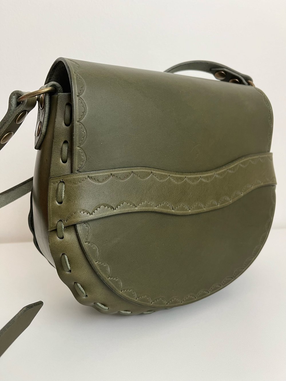 Image of Olive Crossbody Saddle Bag