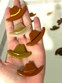 Image 5 of Fused glass small cowboy hat magnets