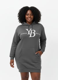 Image 2 of YB Charcoal Long Loose Fit Hoodie Dress