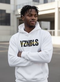 Image 2 of YB White Abbreviated Print Pullover Hoodie