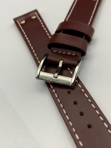 Image of Heavy Duty genuine leather strap for hamilton gents watch, BROWN-20mm,New