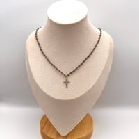 Image 2 of Gray Agate Cross Necklace