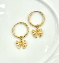 Image 3 of "Petite" Bow Huggie Earrings