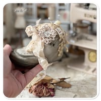Image 2 of Handmade White Vintage Boot Pin Cushion 
