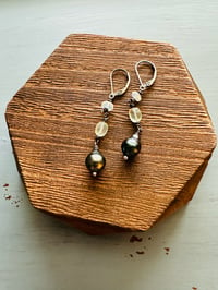 Image 1 of Tahitian pearl and opal earrings