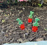 Image 2 of Fused glass strawberry candy planter stake