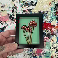 Mushrooms mint- Mini Glass Painting