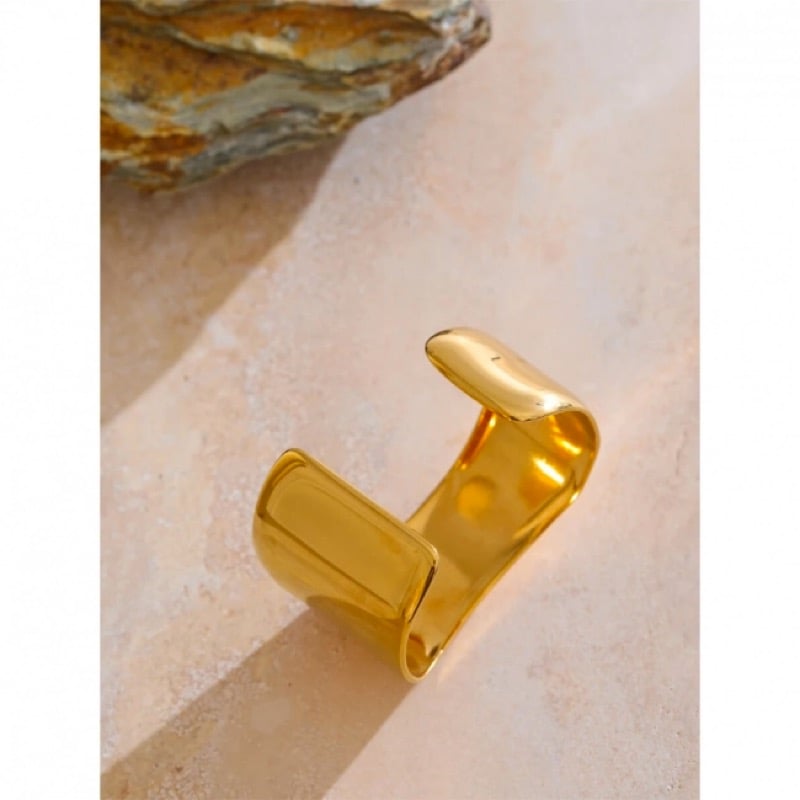 Image of ARANZA 18ct Gold Plated Steel Cuff Bracelet