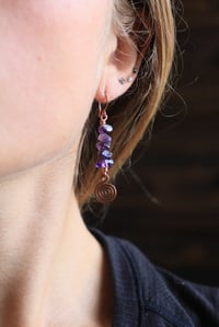 Image 1 of Copper x Spiral Amethyst Earrings