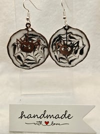 Image 2 of Handcrafted Resin Spooky Spider on Web Earrings 