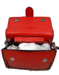 Image 2 of Vegan Leather Buckle-Style Mini Handbag with Chain Hardware