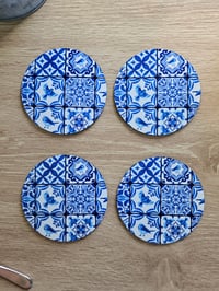 Image 3 of Blue Tile Coasters - 4 pack