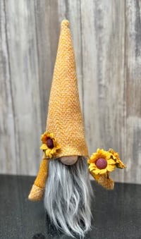 Image 1 of Harris Tweed Wee Sunflower Gnome, grey beard