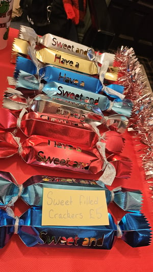 Image of Foil card crackers full of sweets