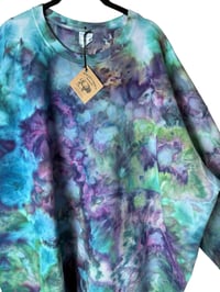 Image 5 of 4XL Unisex Ring Spun Cotton Blend Crew Sweatshirt in Mermaid Watercolor Ice Dye