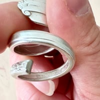 Image 3 of Vintage Double Wrap Emblem Spoon Ring. Stratfordplate.