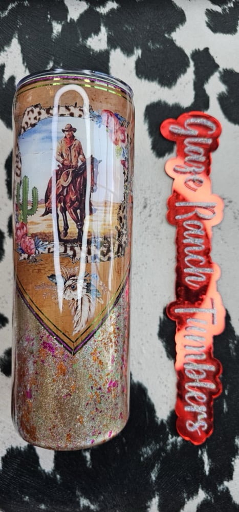 Image of 20 oz Cowboy and feathers