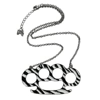 Image 1 of zebra brass knuckle necklace 