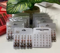 Image 2 of 12 sets of 15 PAIR MULTI COLOR PEARL STUD EARRINGS