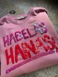 Image 1 of Suadoiro bordado a man. HABELAS HAINAS rosa. Varias tallas. Por encarga!