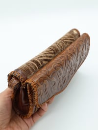 Image 6 of Syrian Leather Clutch Bags Gold/Brown Print