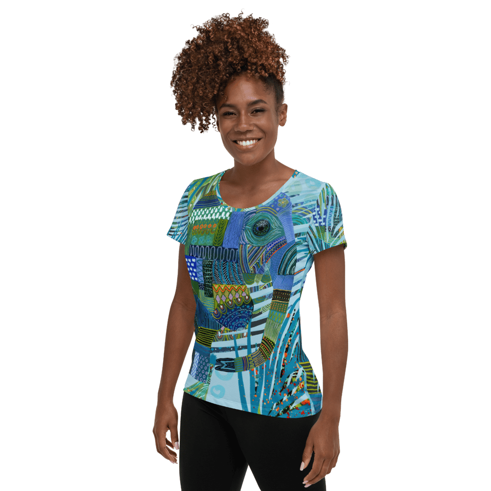 Image of Blue Jungle Elephant Damen Sport T-shirt 