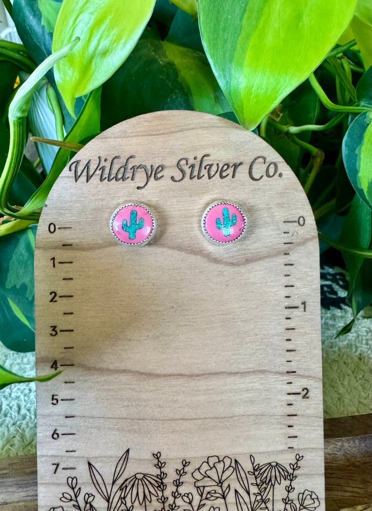 Image of Pink Cactus stud earrings