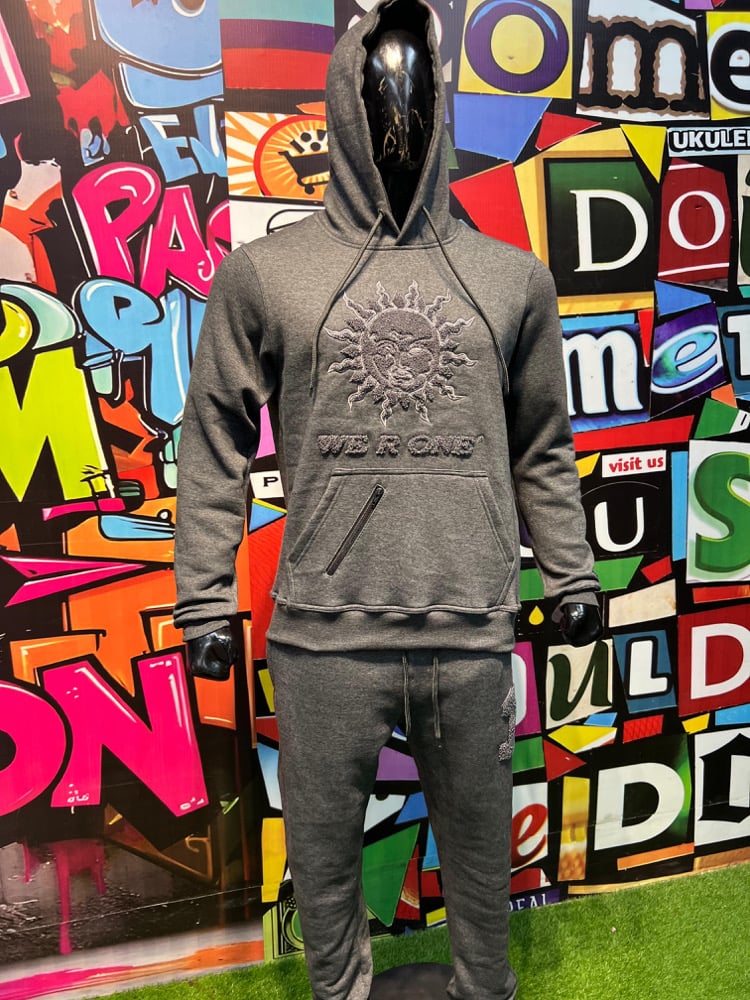 Image of 92 CHENILLE HOODED SWEATSUIT - CHARCOAL 