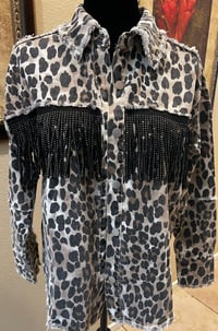 Image 2 of Handmade Brown/Black Leopard Denim Jacket Chris Stapleton