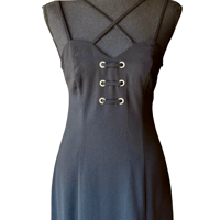 Image 3 of Vintage 1990s Black Lace Up Grommet Style Maxi Dress- Size 4 - CDC Evening