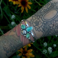 Image 3 of 3 Stone Emerald Valley Kingman Turquoise Cuff~Medium