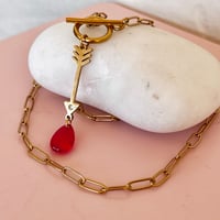 Image 3 of Gold Arrow and Red Droplet Paperclip Chain