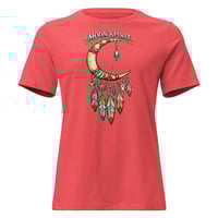 Image 4 of Moon Spirit Cowgirl Women’s Western Tee – Turquoise Feather Crescent Moon Boho Cowgirl Shirt