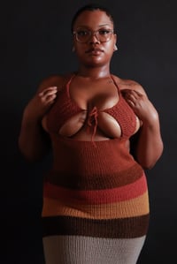 Image 5 of Front Tie Knit Maxi Dress