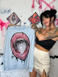 Image 4 of “COLD HEART” CUSTOM PAINTED PULLOVER SWEATSHIRT LARGE