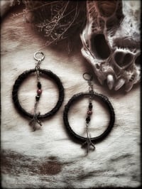Leather Raven Claw Hoops
