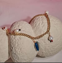 Image 2 of Blue Cowrie sea shell pearl necklace