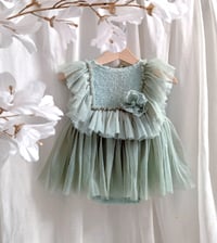 Image 1 of Sitter Baby photoshoot body-dress | Elowen | age 12 months | sage