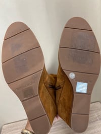 Image 5 of ANTONIO MILANI brown cognac suede wedge heel boots