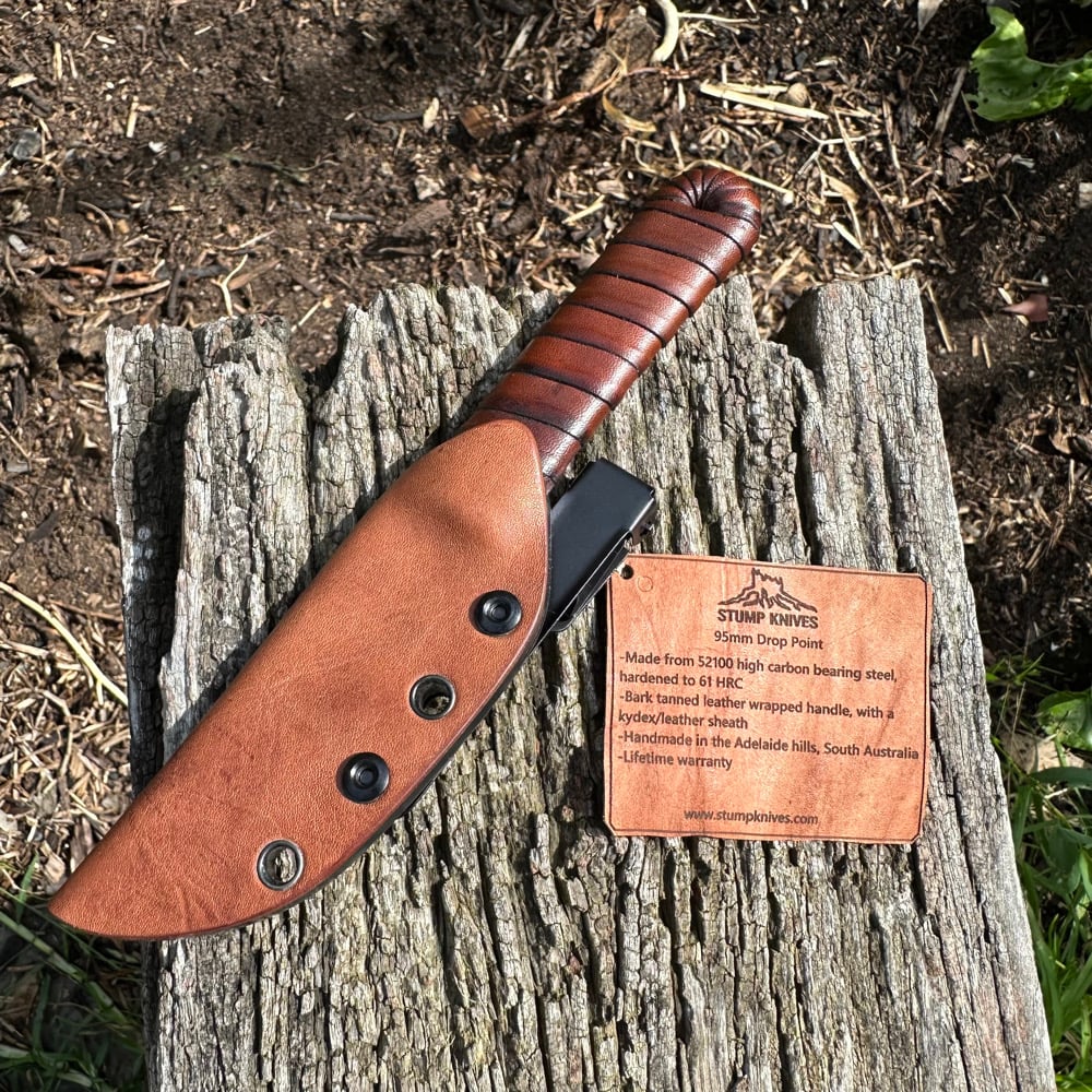 Image of 95mm Drop Point 52100 leather