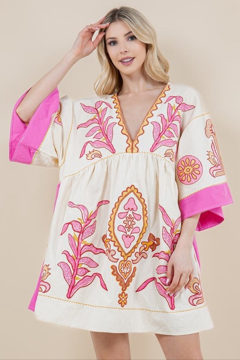 Image of Pink Embroidered Dress 