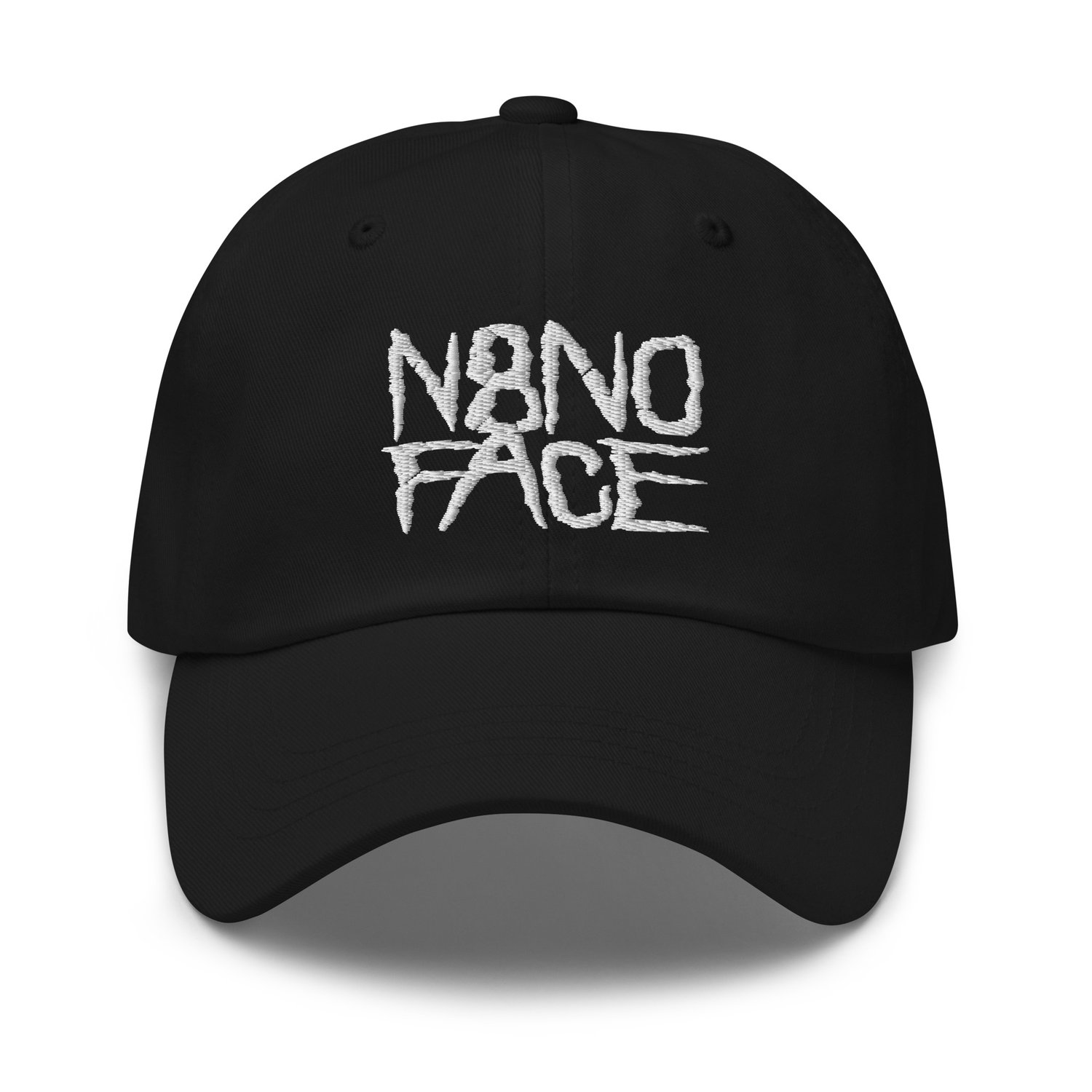 N8NOFACE Stacked Logo Embroidered Dad hat (Black w/ White)