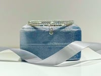 Image 2 of Double Bangle with sky blue topaz dangle