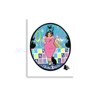 Image 2 of Poster: 1950's Inspired Plus Size Woman with Bombay Cat Art by Rhapsody Artajo