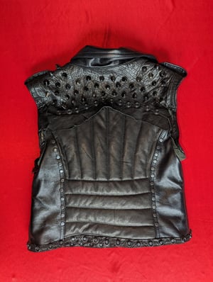 Image of Cropped studded biker leather vest in genuine leather (Size XS -S)