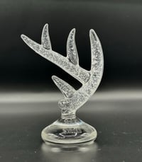 Image 4 of Hand Blown Glass Cremation Deer Antler Paperweight