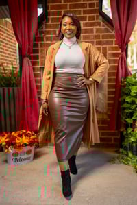 Image 4 of Faux Leather Skirt w/back split